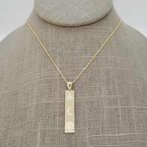 Pyramid and Moon Bar Crystal Necklace - Gold Over Sterling Silver